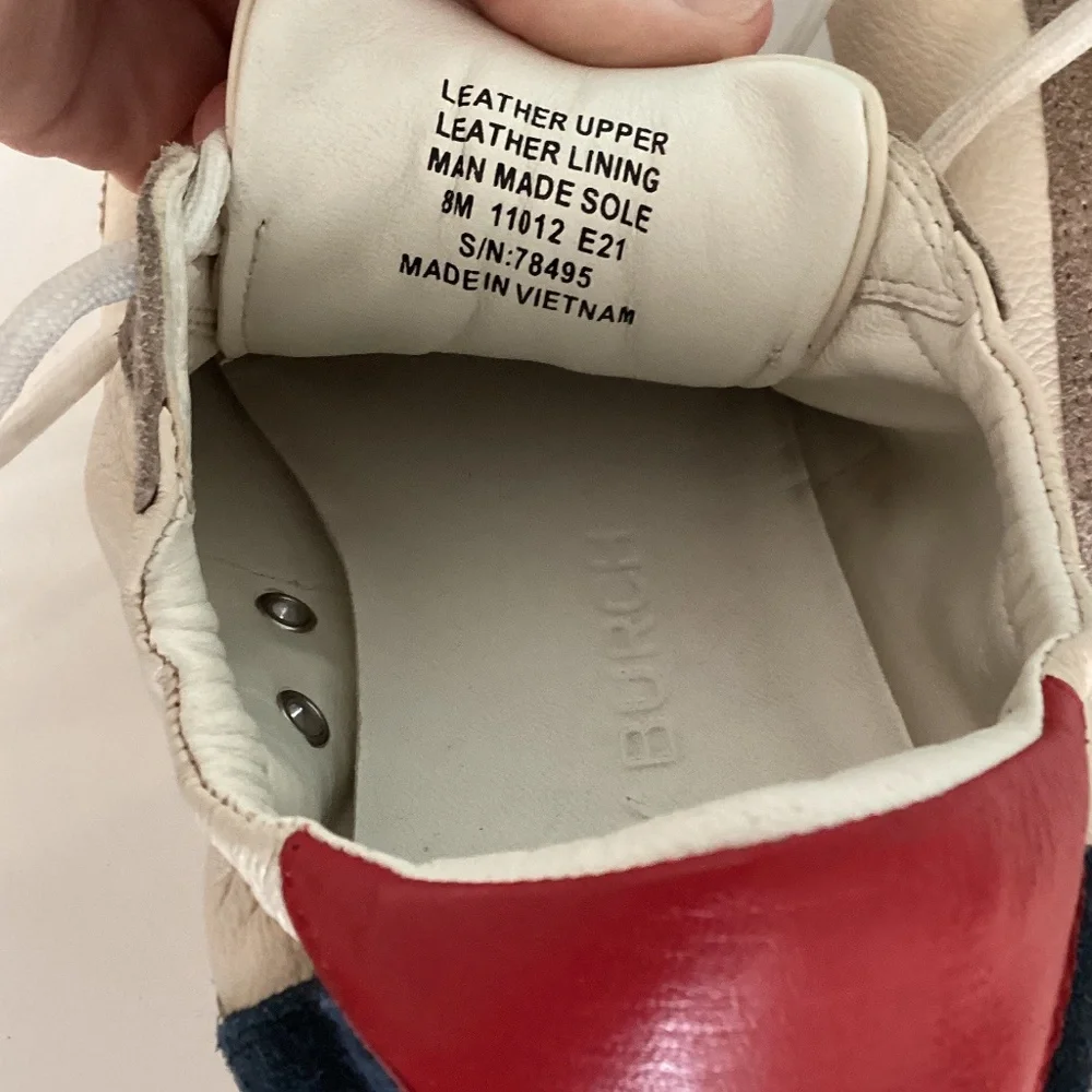 RARE TORY BURCH LEATHER AND SUEDE LOW TOP NEUTRAL RED BLUE SNEAKERS SZ 8